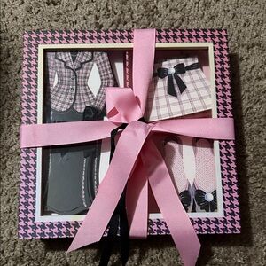 Pink and Black Houndstooth Stationery Set with 2 notepads